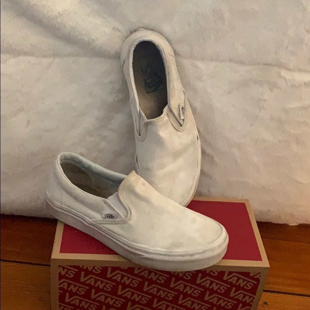 White Slip On Vans